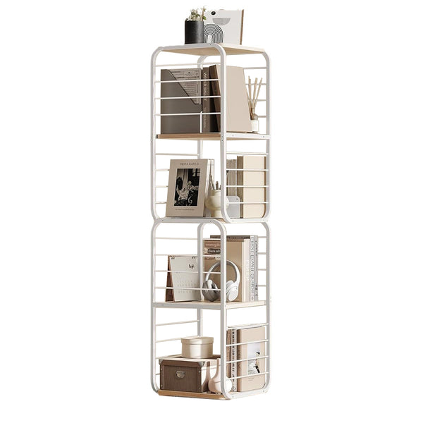 Usajoyen 4-Tier Rotating Bookshelf with Bookends