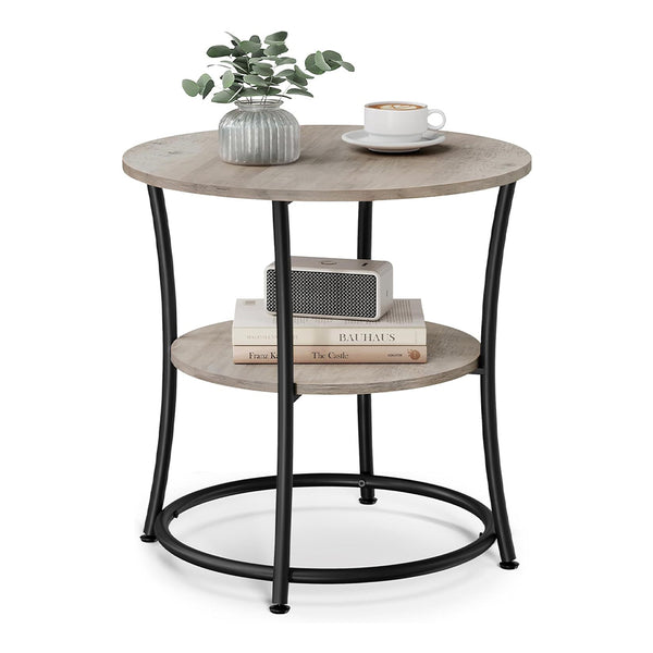 Usajoyen Round End Table with 2 Shelves