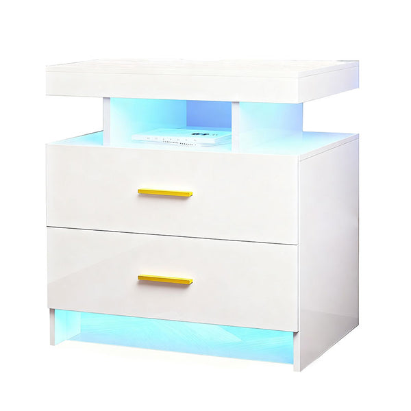 Nightstand with Charging Station & LED