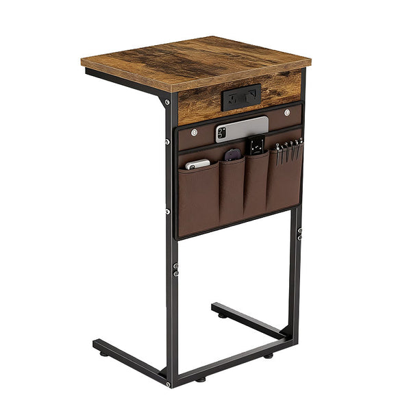 Usajoyen C-Shaped Side Table with Charging Station