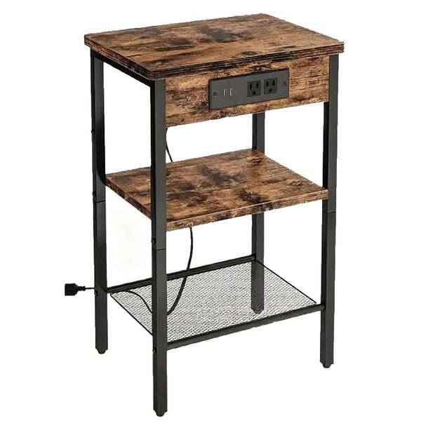 Usajoyen 3-Tier Tall Side Table with 2 Mesh Storage Shelves