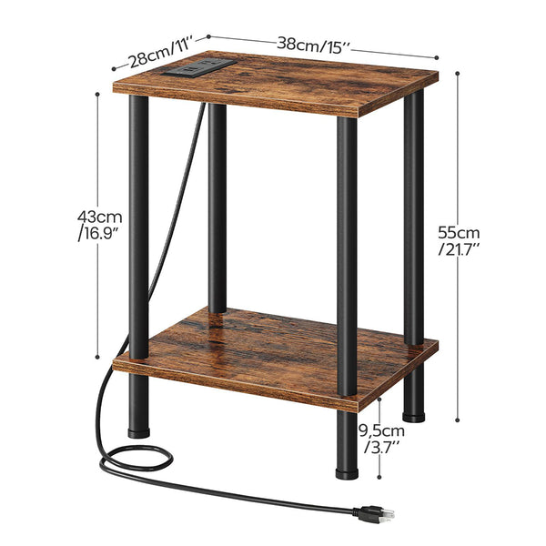 Usajoyen Industrial Rustic Brown & Black End Tables