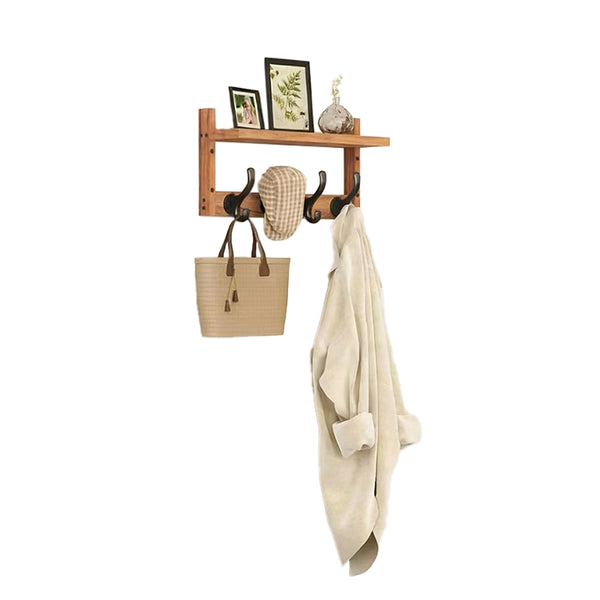 Usajoyen Wall-Mounted Coat Rack with 4 Metal Dual Hooks
