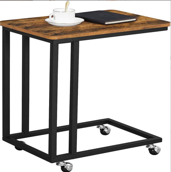 Usajoyen C Shaped TV Tray with Metal Frame Rolling Casters