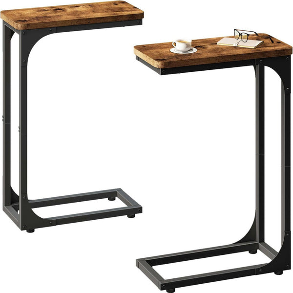 Usajoyen C-Shaped End Table with Metal Frame