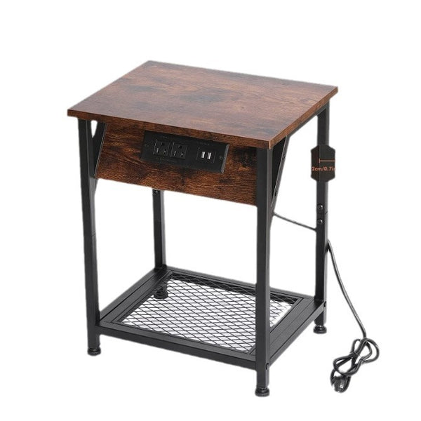 Usajoyen End Table with Charging Station and Storage Shelf