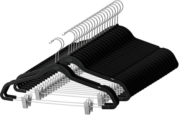 Usajoyen 30-Pack Pants Hangers with Adjustable Clips