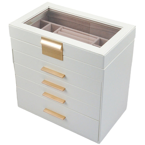 Usajoyen 4-Tier Stackable Jewelry Trays with Glass Lid