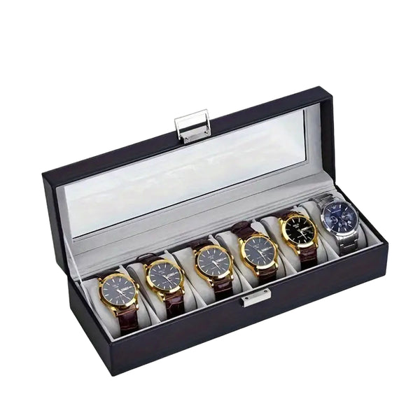 Usajoyen 6-Slot Watch Case with Large Glass Lid