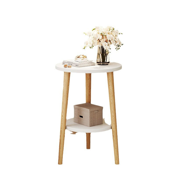 Usajoyen Small Round End Table with Lower Shelf