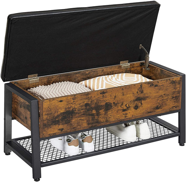 Usajoyen Industrial Rustic Brown Storage Ottoman with Flip Lid