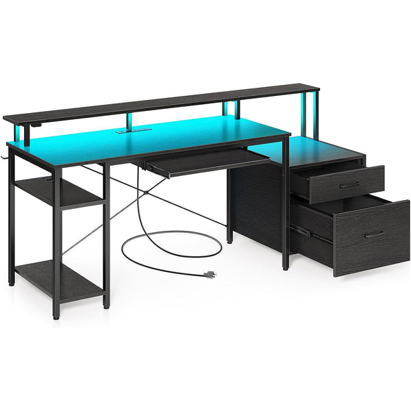 Usajoyen L-Shaped Computer Desk with Power Outlets
