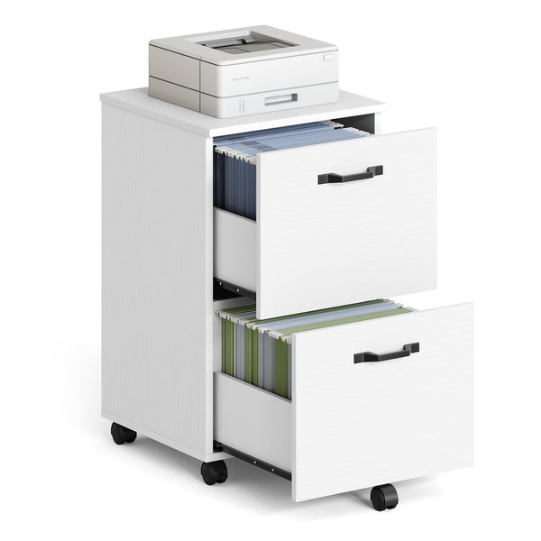 Usajoyen 2-Drawer File Cabinet Small Rolling Filing Cabinet Rustic Brown and Ink Black